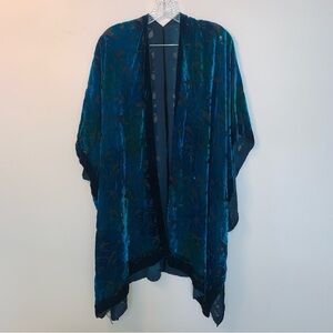 Cocoon House Chic Teal Blue Silk Kimono Cape